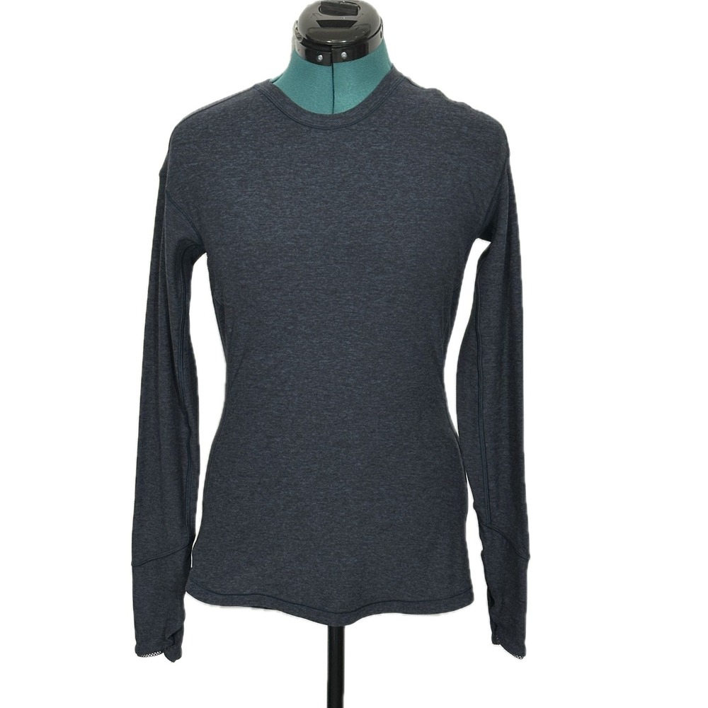 Lululemon Long Sleeve Top Thumbholes Reflective Trim 6 Navy Activewear Yoga